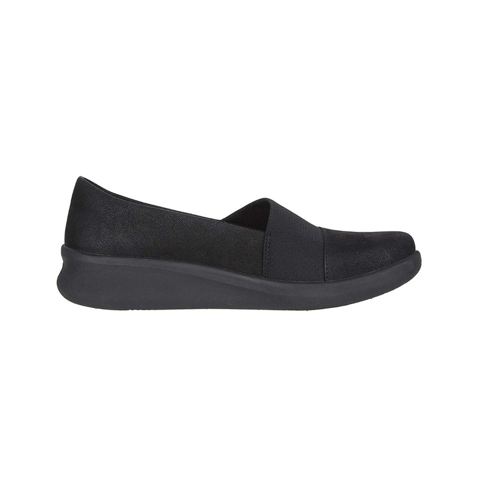 Clarks Cloudsteppers Sillian 2.0 Moon Black Slip On Loafers Womens 7.5 W Wide